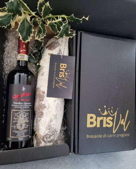 Gift Box degustazione n.1 Bresaola Limousine e n.1 bottiglia Vino rosso Riserva Al Carmine - Brisval Bresaole Carni pregiate